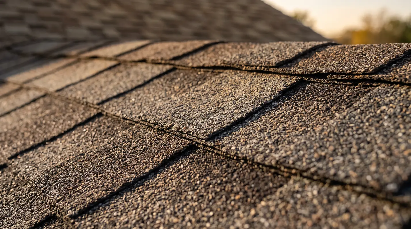 Close-up of architectural asphalt shingles