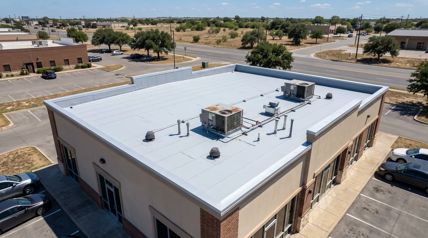 New flat roof system on a commercial building